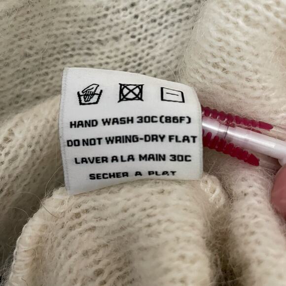 Varma Icelandic Wool Button Up Knit Cardigan Fuzzy Sweater Cream Gray Size Small - Picture 9 of 10